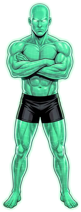The male intruder, arms crossed